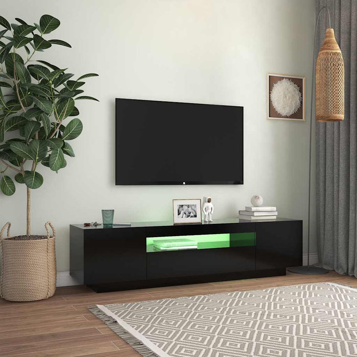 Tv Cabinet With Led Lights Black 160X35X40 Cm Nbaaxn
