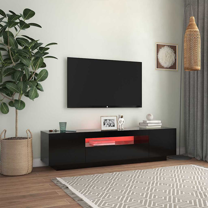 Tv Cabinet With Led Lights Black 160X35X40 Cm Nbaaxn