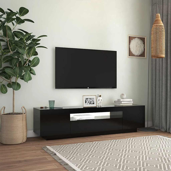 Tv Cabinet With Led Lights Black 160X35X40 Cm Nbaaxn