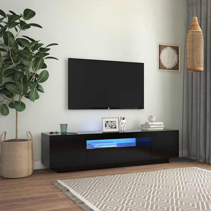 Tv Cabinet With Led Lights Black 160X35X40 Cm Nbaaxn