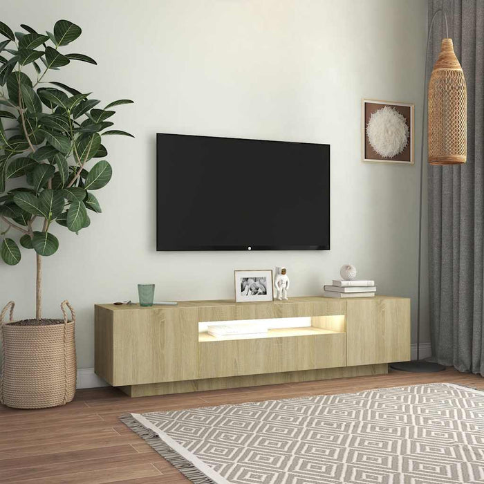 Tv Cabinet With Led Lights Sonoma Oak 160X35X40 Cm Nbaatb