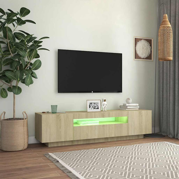 Tv Cabinet With Led Lights Sonoma Oak 160X35X40 Cm Nbaatb