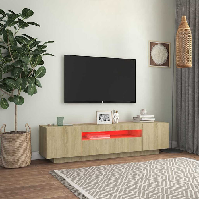 Tv Cabinet With Led Lights Sonoma Oak 160X35X40 Cm Nbaatb