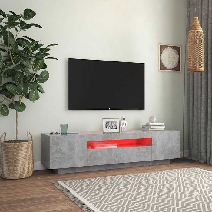 Tv Cabinet With Led Lights Concrete Grey 160X35X40 Cm Nbaato