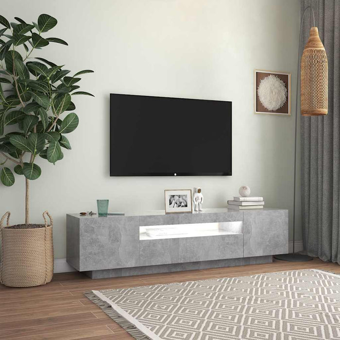 Tv Cabinet With Led Lights Concrete Grey 160X35X40 Cm Nbaato