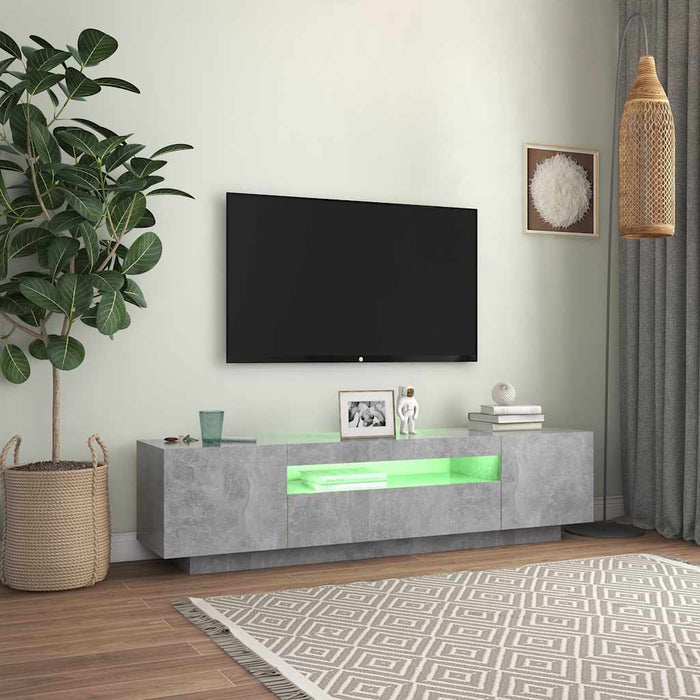 Tv Cabinet With Led Lights Concrete Grey 160X35X40 Cm Nbaato