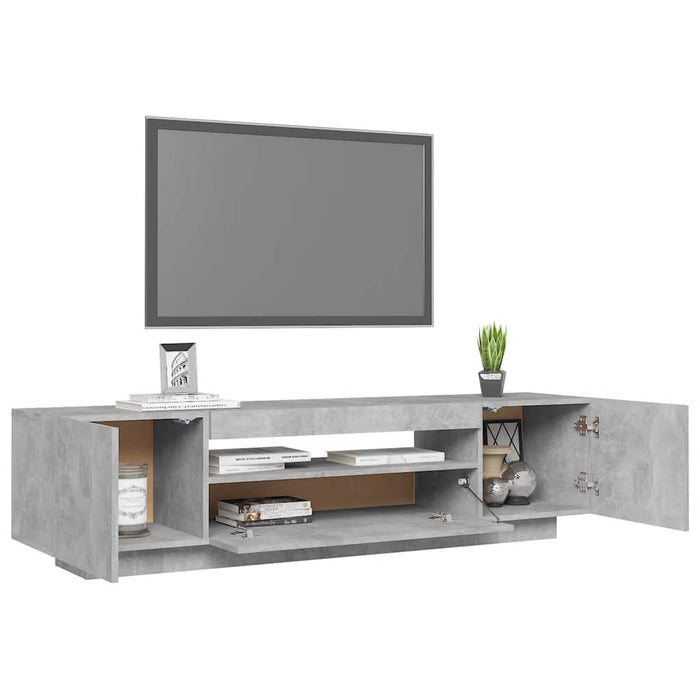 Tv Cabinet With Led Lights Concrete Grey 160X35X40 Cm Nbaato