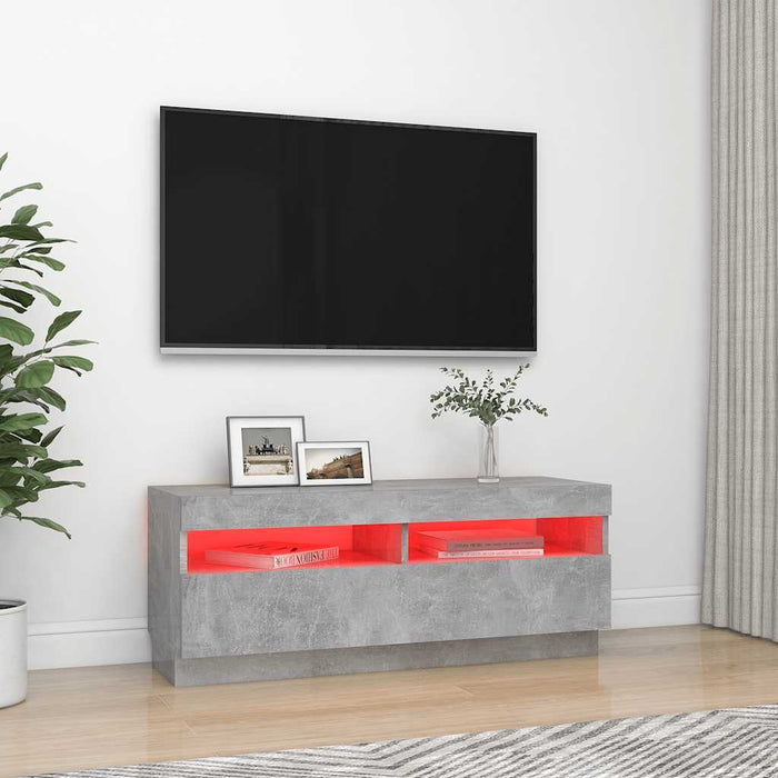 Tv Cabinet With Led Lights Concrete Grey 100X35X40 Cm Nbaapn