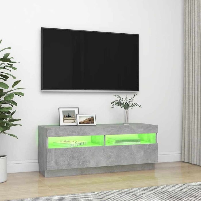 Tv Cabinet With Led Lights Concrete Grey 100X35X40 Cm Nbaapn
