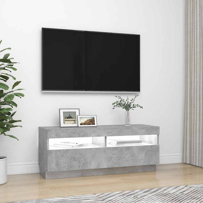 Tv Cabinet With Led Lights Concrete Grey 100X35X40 Cm Nbaapn