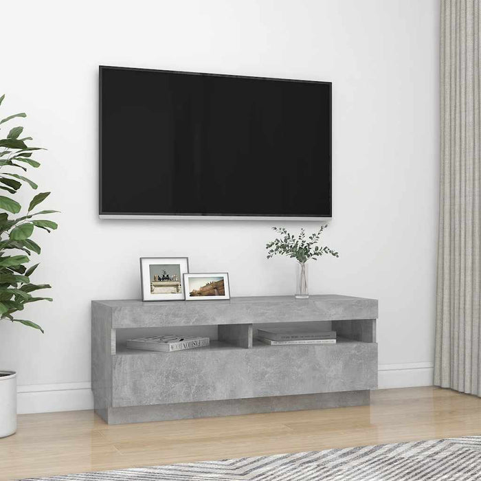 Tv Cabinet With Led Lights Concrete Grey 100X35X40 Cm Nbaapn
