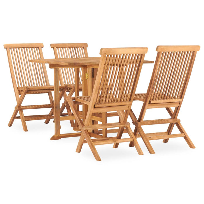 5 Piece Folding Outdoor Dining Set Solid Teak Wood Tbpkkno