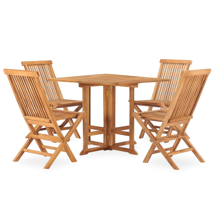 5 Piece Folding Outdoor Dining Set Solid Teak Wood Tbpkkno