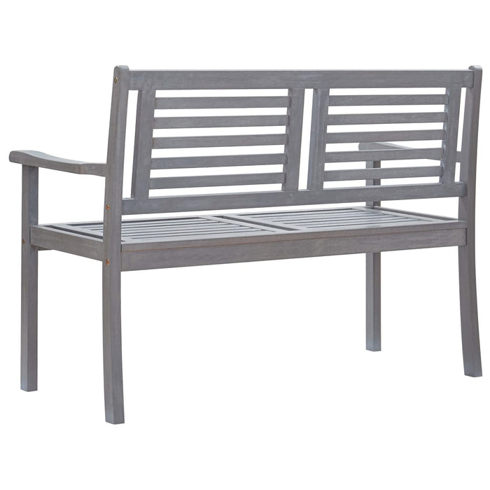 2-Seater Garden Bench With Cushion 120 Cm Grey Eucalyptus Wood Tblobxa