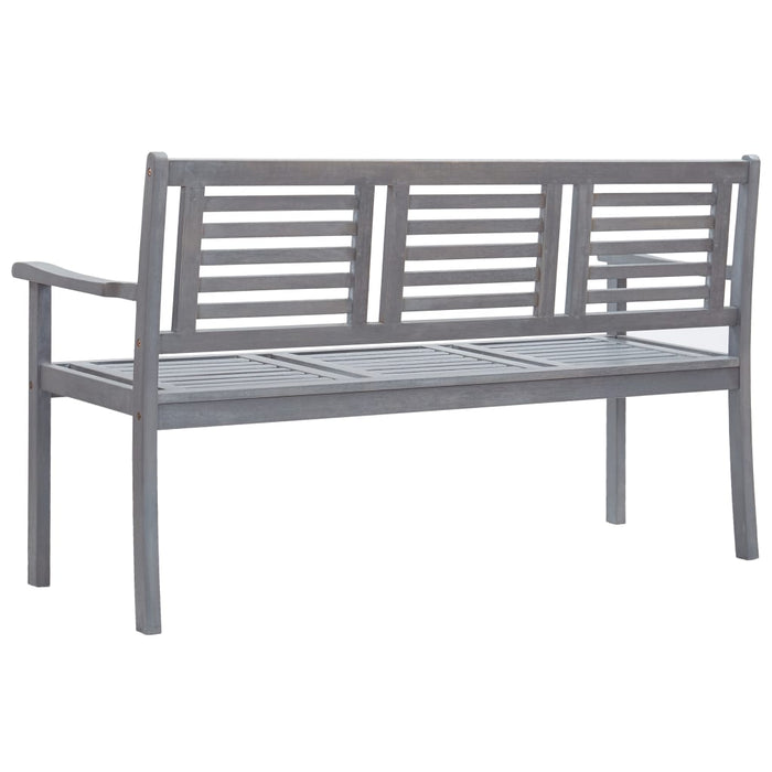 3-Seater Garden Bench With Cushion 150 Cm Grey Eucalyptus Wood Tblobpo