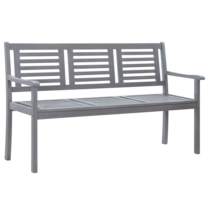 3-Seater Garden Bench With Cushion 150 Cm Grey Eucalyptus Wood Tblobpl