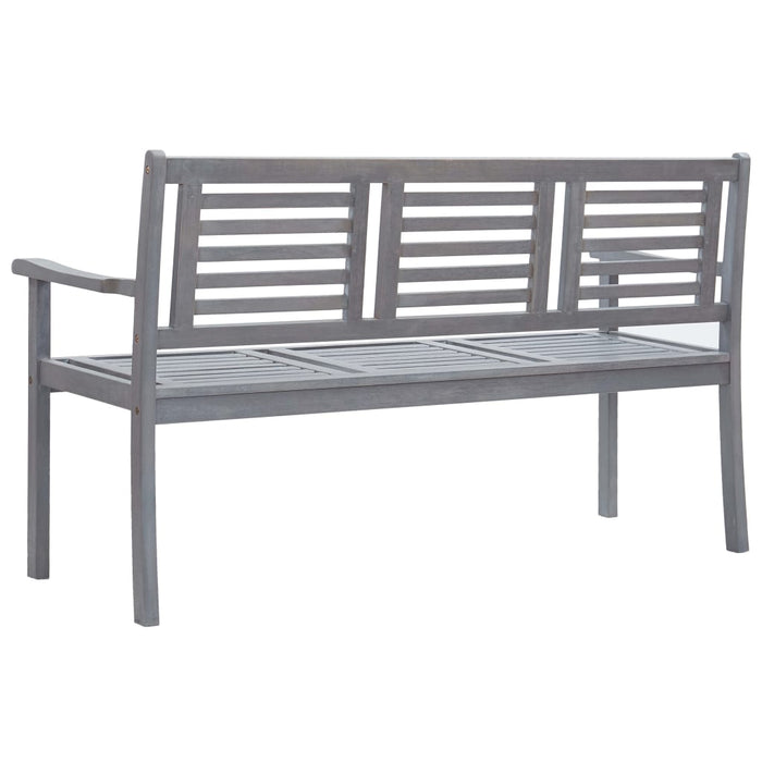 3-Seater Garden Bench With Cushion 150 Cm Grey Eucalyptus Wood Tblobpl