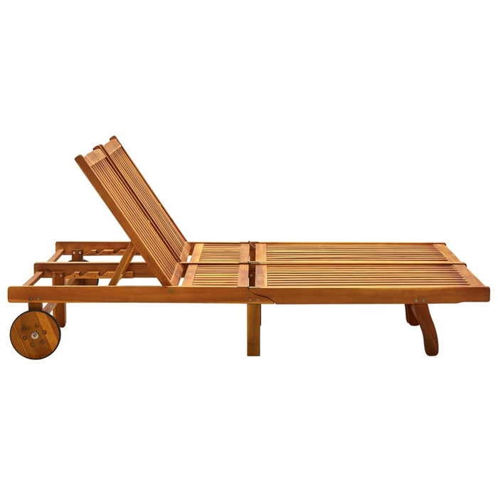 2-Person Garden Sun Lounger With Cushions Solid Acacia Wood Tblotnl