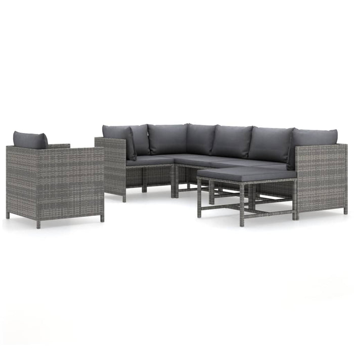 7 Piece Garden Lounge Set With Cushions Poly Rattan Grey Tbpkilo