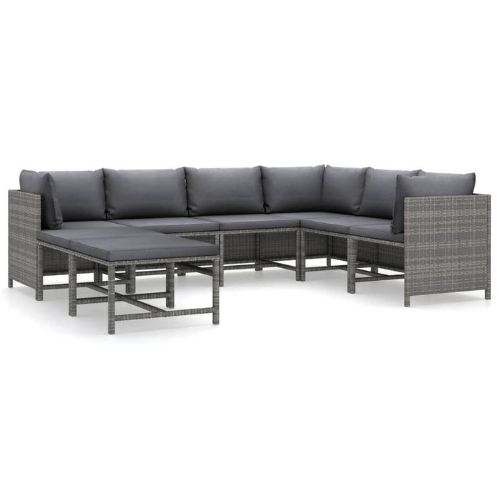 8 Piece Garden Lounge Set With Cushions Poly Rattan Grey Tbpkiio