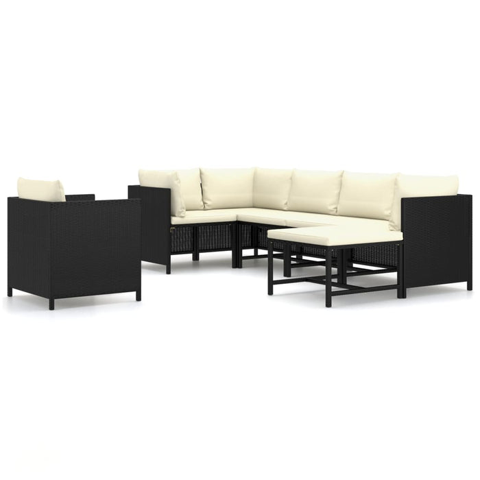 7 Piece Garden Lounge Set With Cushions Poly Rattan Black Tbpkinn