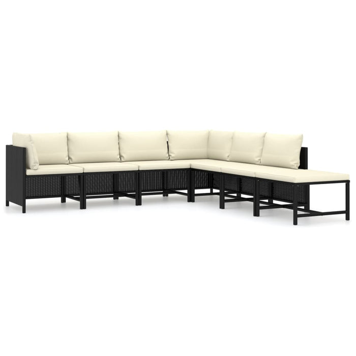 7 Piece Garden Lounge Set With Cushions Poly Rattan Black Tbpkiko