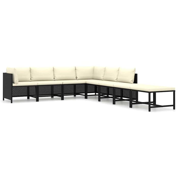 8 Piece Garden Lounge Set With Cushions Poly Rattan Black Tbpkikt