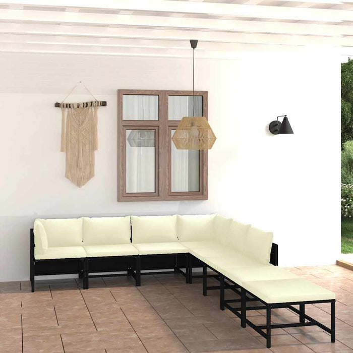 8 Piece Garden Lounge Set With Cushions Poly Rattan Black Tbpkikt