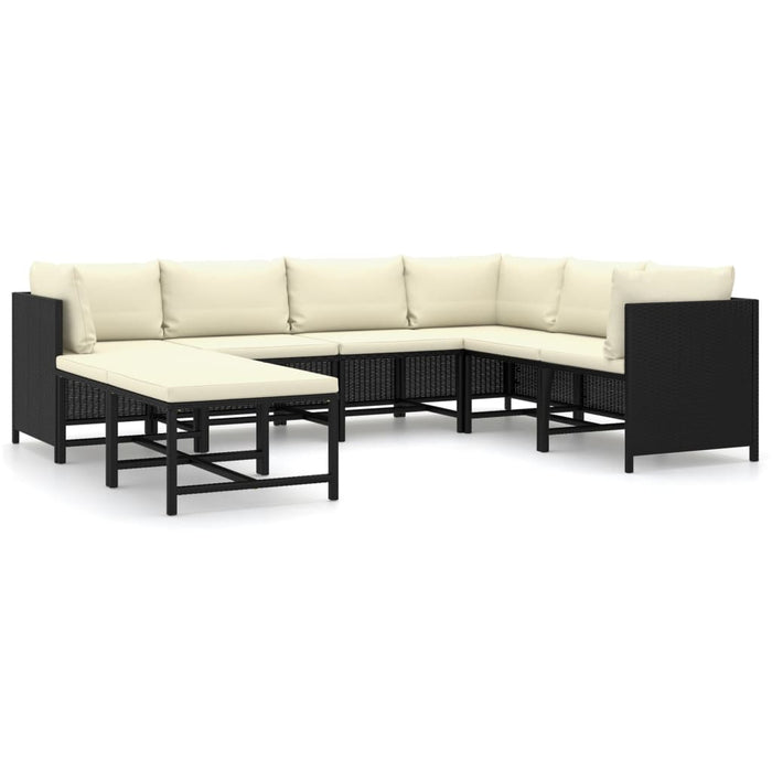 8 Piece Garden Lounge Set With Cushions Poly Rattan Black Tbpkikn