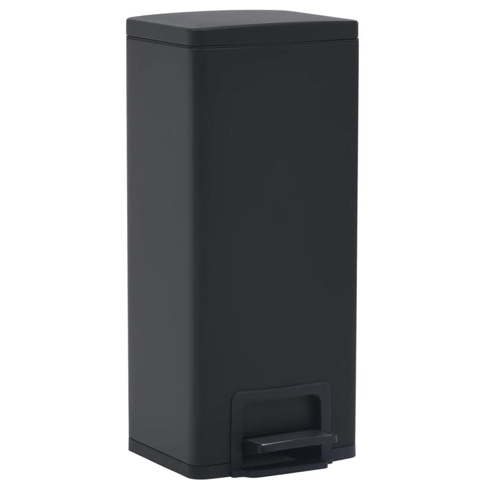 Dustbin With Pedal Anti-Fingerprint 30L Black Stainless Steel Oakpit