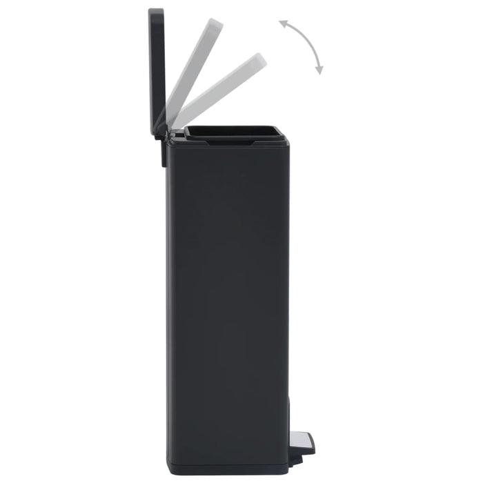 Dustbin With Pedal Anti-Fingerprint 30L Black Stainless Steel Oakpit