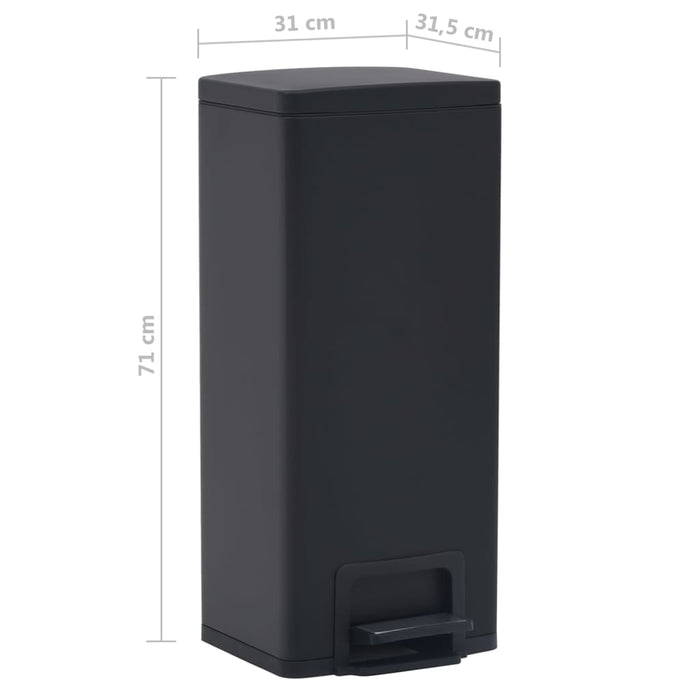 Dustbin With Pedal Anti-Fingerprint 30L Black Stainless Steel Oakpit