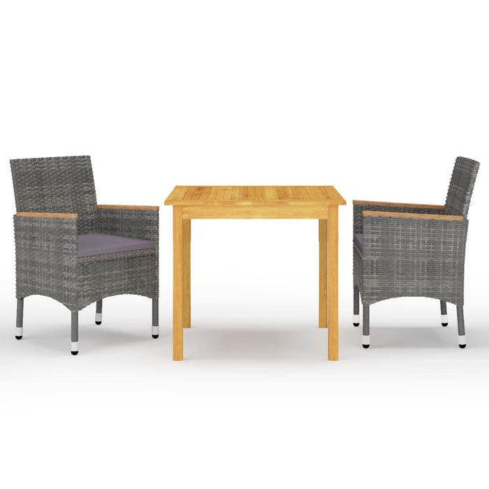 3 Piece Garden Dining Set Grey Tblilil