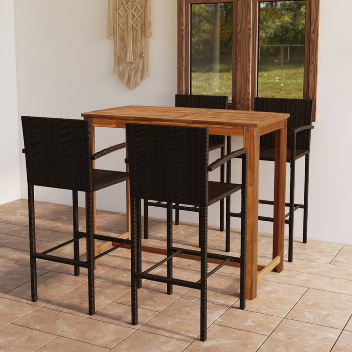 5 Piece Garden Bar Set Brown Tblnbbb