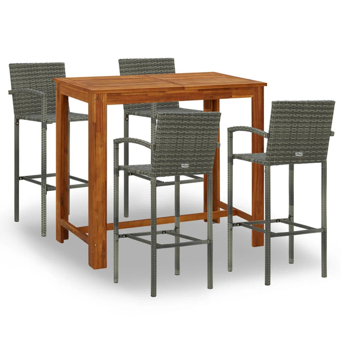 5 Piece Garden Bar Set Grey Tblnbbx