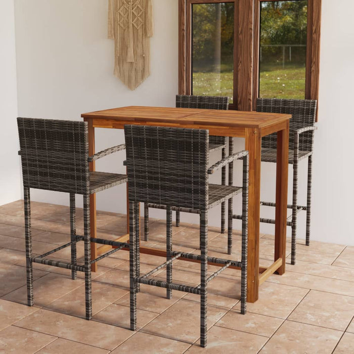 5 Piece Garden Bar Set Grey Tblnbbx
