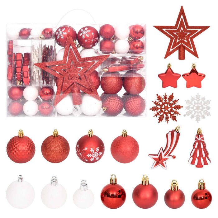 108 Piece Christmas Bauble Set Red And White Ttbbkx