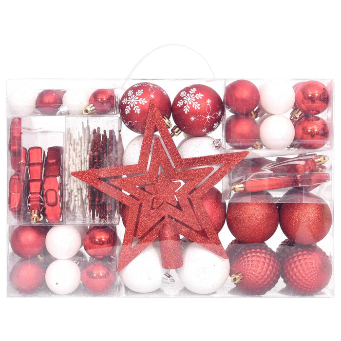 108 Piece Christmas Bauble Set Red And White Ttbbkx