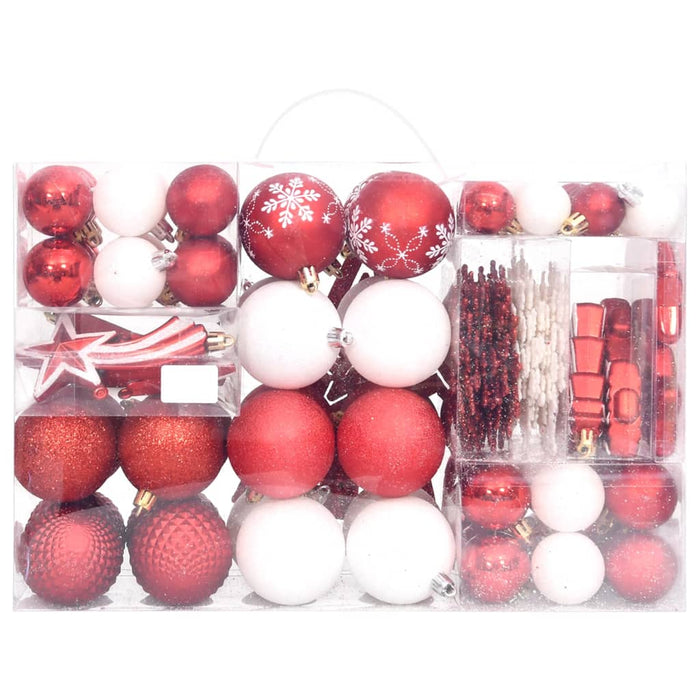 108 Piece Christmas Bauble Set Red And White Ttbbkx