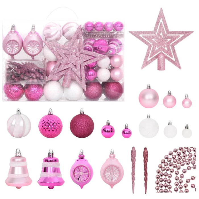 108 Piece Christmas Bauble Set White And Pink Ttbbka