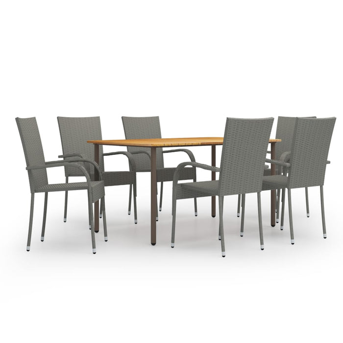 7 Piece Garden Dining Set Poly Rattan Grey Tbixakl