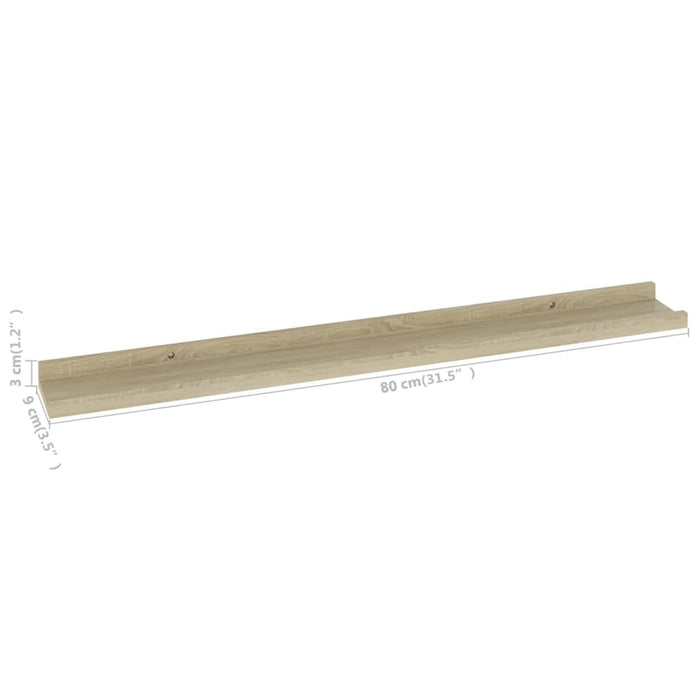Wall Shelves 2 Pcs Sonoma Oak 80X9X3 Cm Txllno