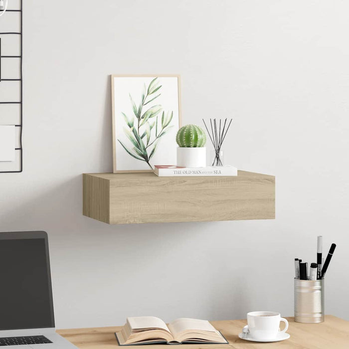 Wall-Mounted Drawer Shelf Oak 40X23.5X10Cm Mdf Ttbxai