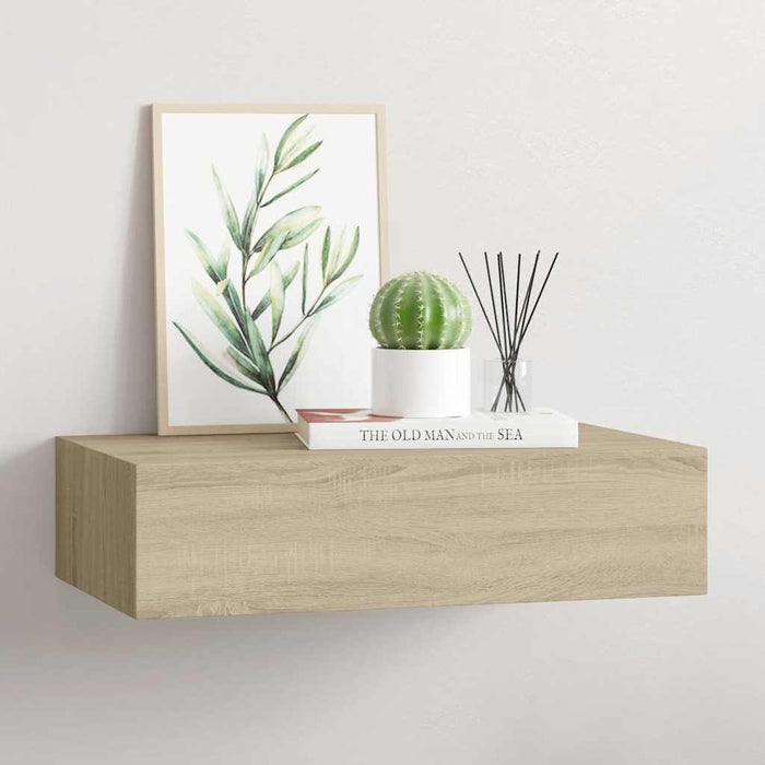 Wall-Mounted Drawer Shelf Oak 40X23.5X10Cm Mdf Ttbxai