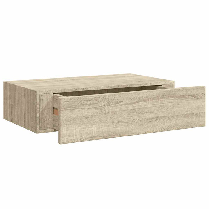 Wall-Mounted Drawer Shelves 2 Pcs Oak 40X23.5X10Cm Mdf Ttbxan