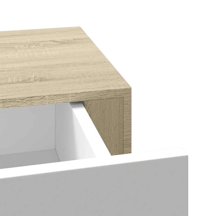 Wall-Mounted Drawer Shelf Oak And White 40X23.5X10Cm Mdf Ttbxak