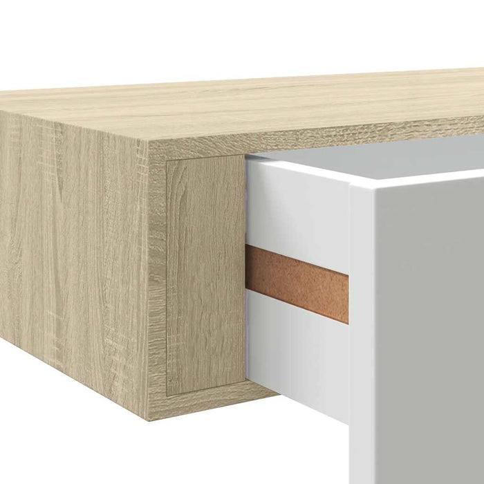 Wall-Mounted Drawer Shelf Oak And White 40X23.5X10Cm Mdf Ttbxak