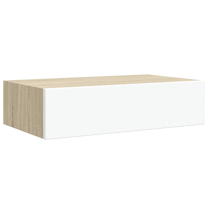 Wall Drawer Shelves 2 Pcs Oak And White 40X23.5X10Cm Mdf Ttbxpb