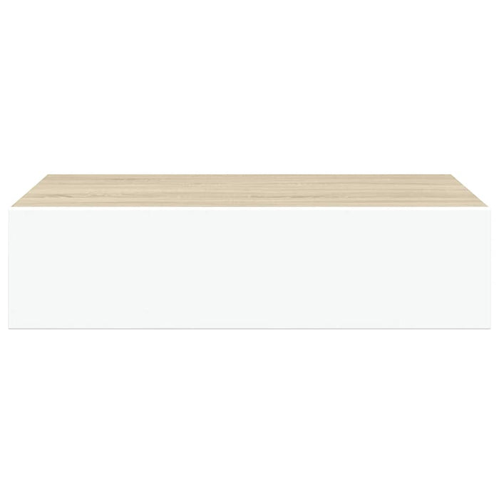Wall Drawer Shelves 2 Pcs Oak And White 40X23.5X10Cm Mdf Ttbxpb