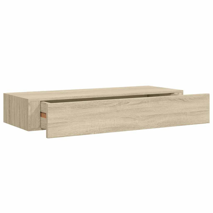 Wall-Mounted Drawer Shelves 2 Pcs Oak 60X23.5X10Cm Mdf Ttbxlx